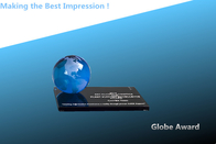 crystal globe award/crystal nameplate/blue globe award/crystal globe with base/paperweight