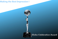 China silver globe celebration award/silver globe trophy/silvering human award/metal trophy factory