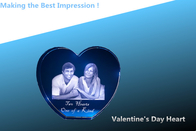 valentine's day heart/3d crystal heart awards/crystal heart trophy/blank crystal heart