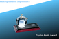 China crystal apple trophy/crystal awards/blank base with crystal apple/3D apple paperweight exporter