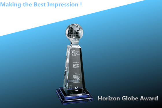 China crystal horizon globe award/crystal trophy/crystal award/glass award/glass globe trophy distributor
