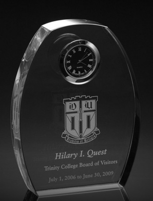 China obsession crystal clock award/3d laser clock award/2d laser engraving clock crystal award distributor
