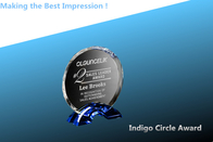 indigo circle award/crystal indigo circle trophy/crystal circle award/acrylic circle award