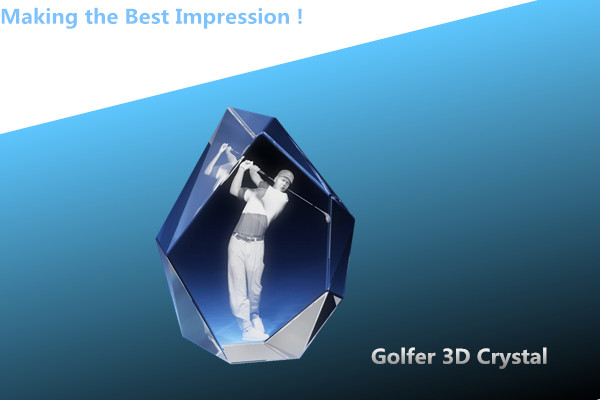 3d laser crystal golf awards/crystal trophy/blank golfer crystal award/crystal tower award