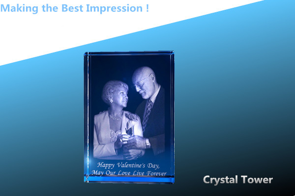 crystal tower/crystal 3d laser tower award/glass tower award/acrylic 3d laser flat frame