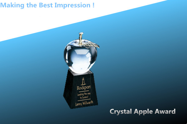 crystal apple awards/crystal apple paperweight/crystal apple/apple paperweight trophy